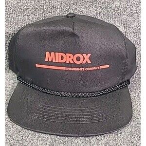 Vintage MIDROX Insurance Co. Black Trucker Snapback Ball Cap Hat